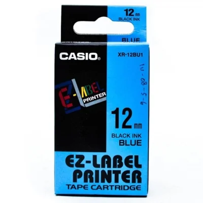 Original OEM Ink Ribbon Casio XR-12BU1 (XR12BU1) (Blue) (12 mm, 8 m)