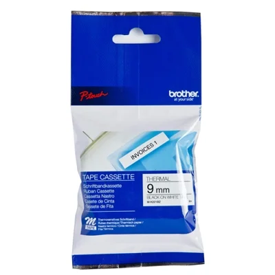 Original OEM Non-Laminated Tape Brother M-K221BZ (MK221BZ) (White) (9 mm, 8 m)